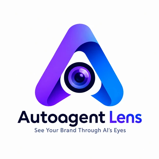 AutoAgent Lens logo - an AI brain with a magnifying glass